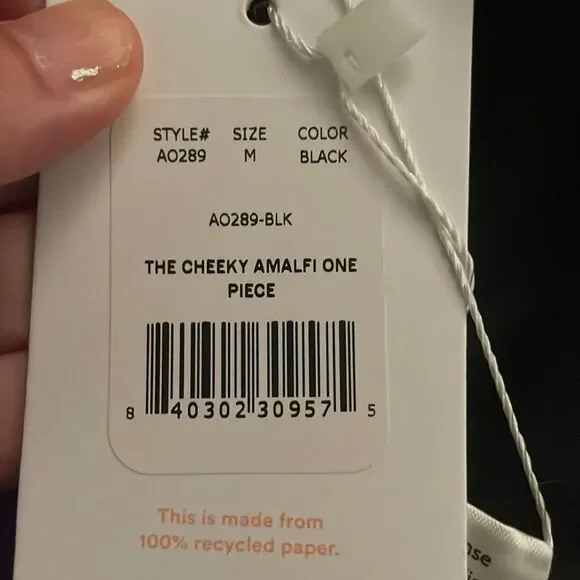 Andie The Cheeky Amalfi One Piece‎ Swimsuit Black size Medium NWT